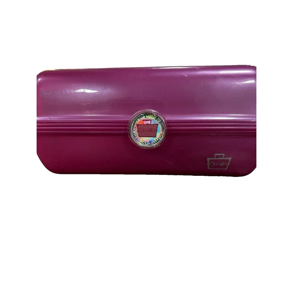 Vintage 90s Caboodles Hot Pink Makeup Case Box Mirrored Tiered Retro Y2K